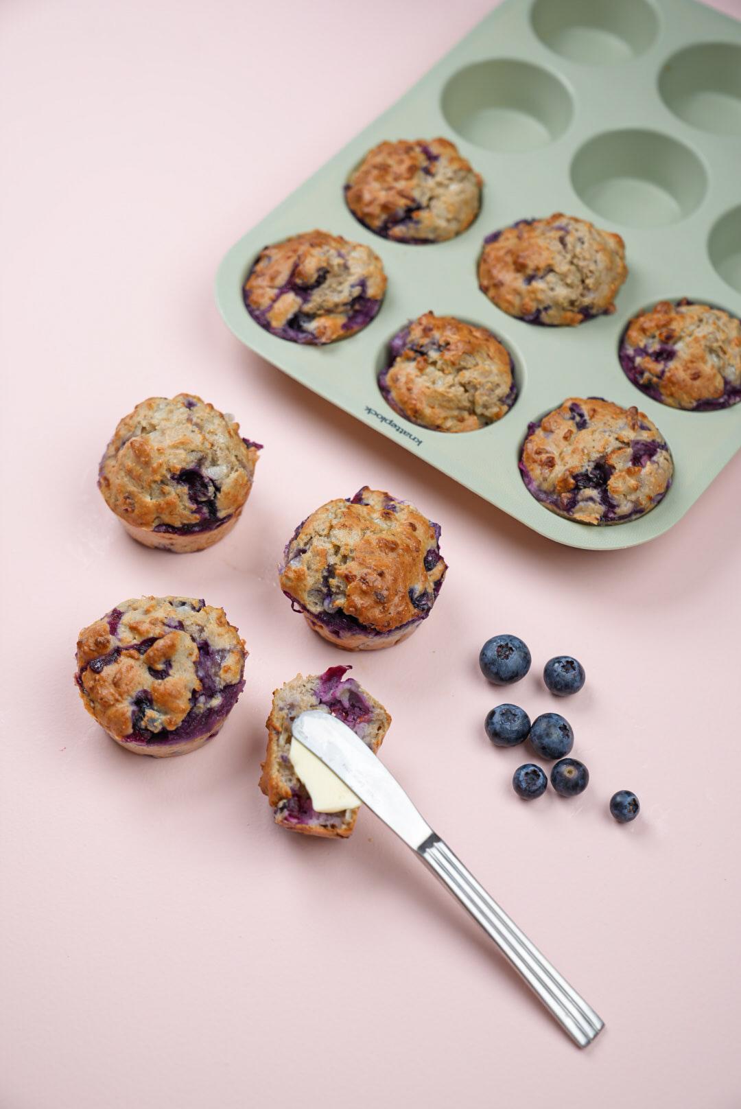 Keso-och blåbärsmuffins