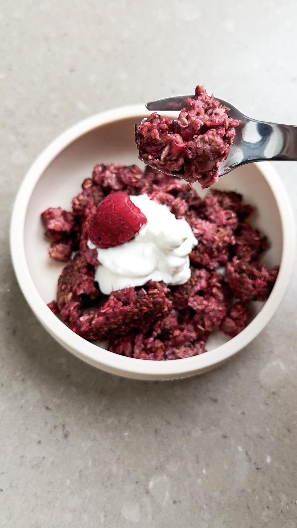 Scrambled oats med hallon