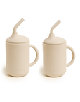 2-pack stor mugg med sugrör - Light sand