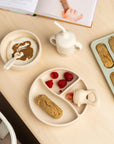 Divided children's plate with suction cup - Light sand