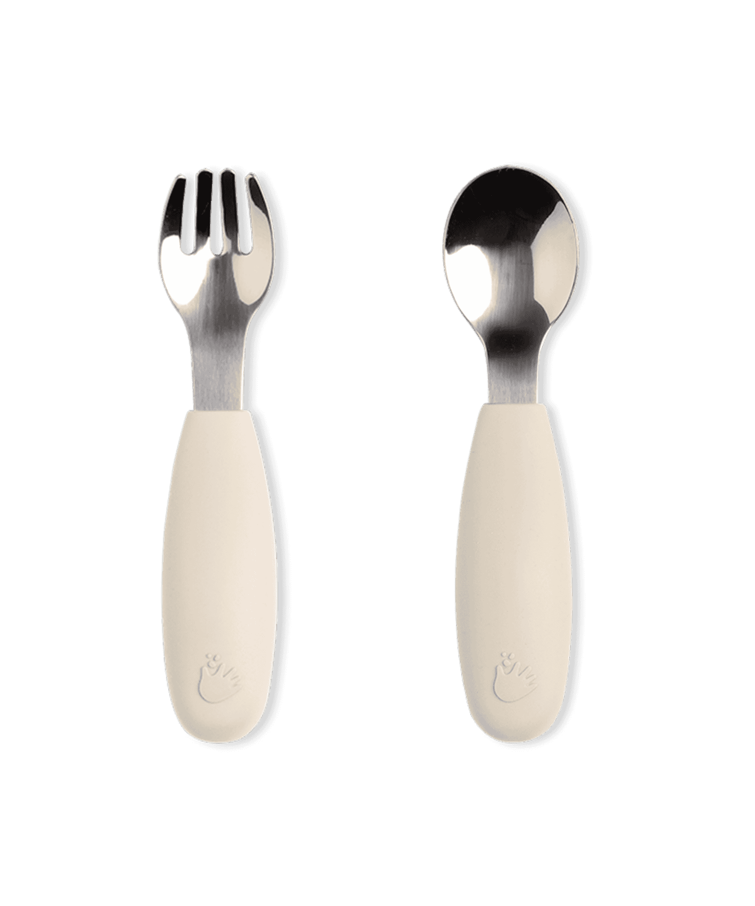 2 pack barngaffel och barnsked light sand