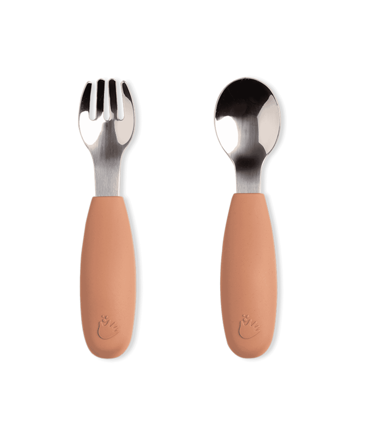 2 pack barngaffel och barnsked soft terracotta