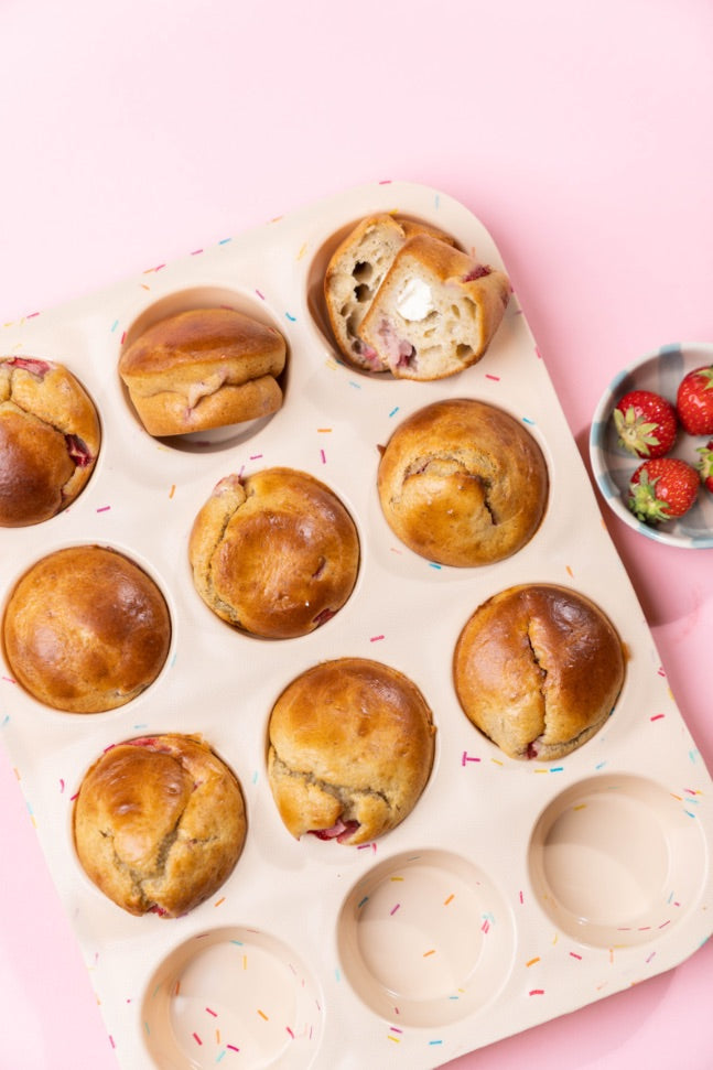 Yoghurtmuffins med jordgubbar