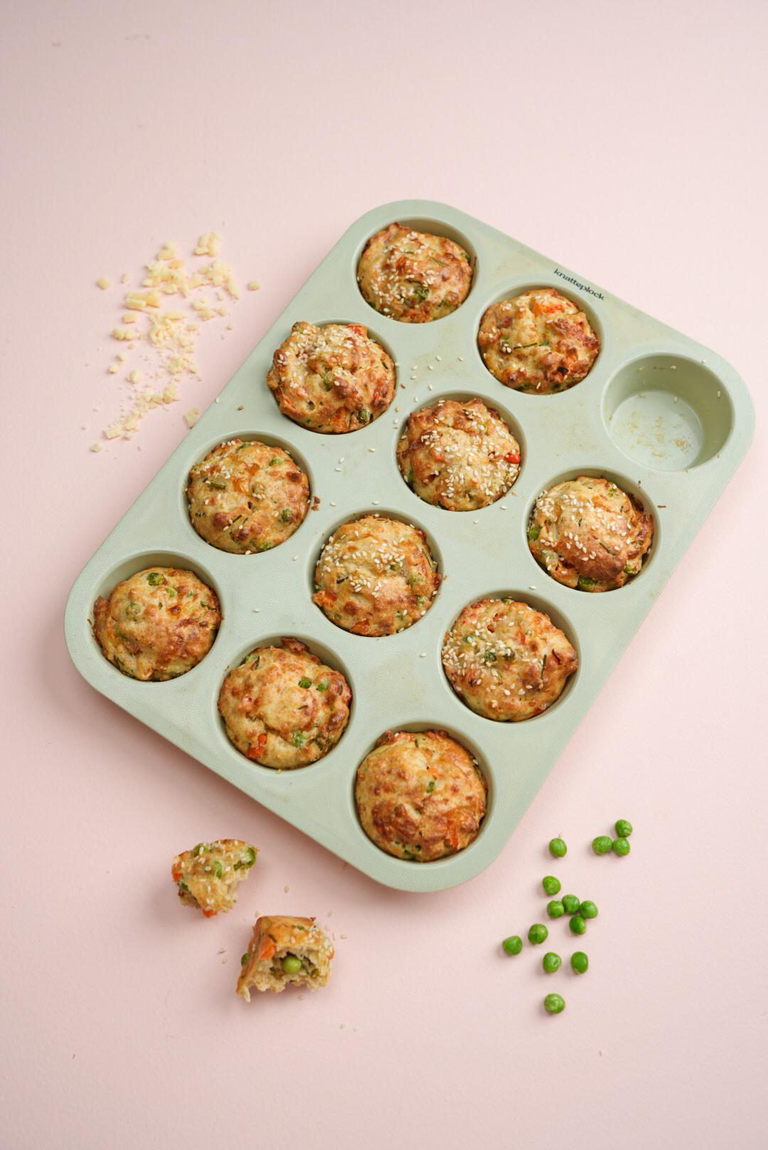 Matmuffins med ärtor, paprika & ost
