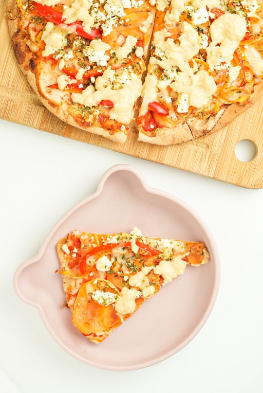 Libapizza med sötpotatis och hummus