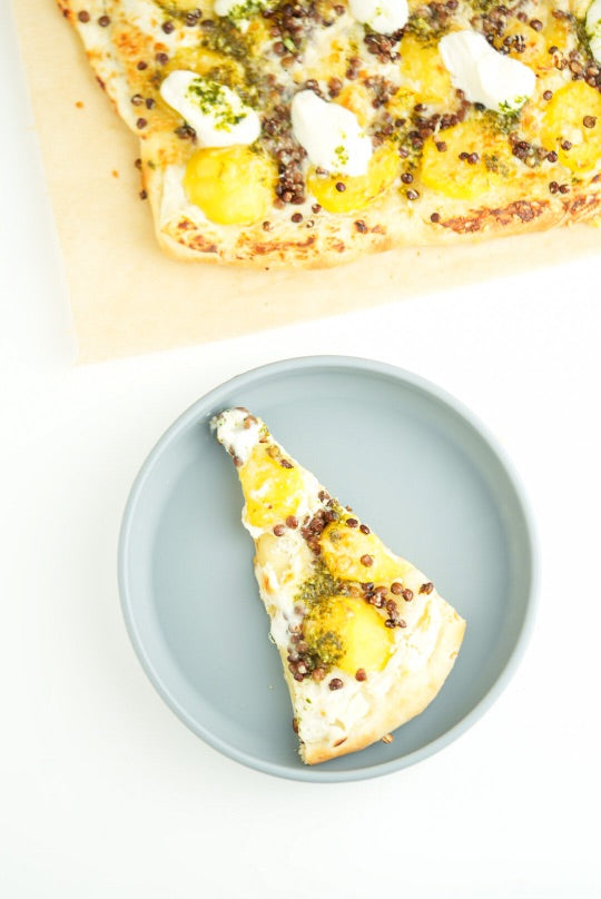 Potatispizza med linser och basilikaolja