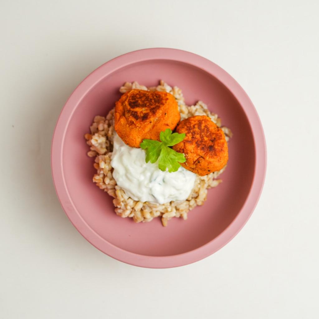 Sötpotatisbollar med tzatziki
