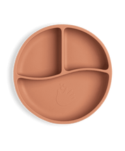 Uppdelad barntallrik med sugpropp - Soft terracotta