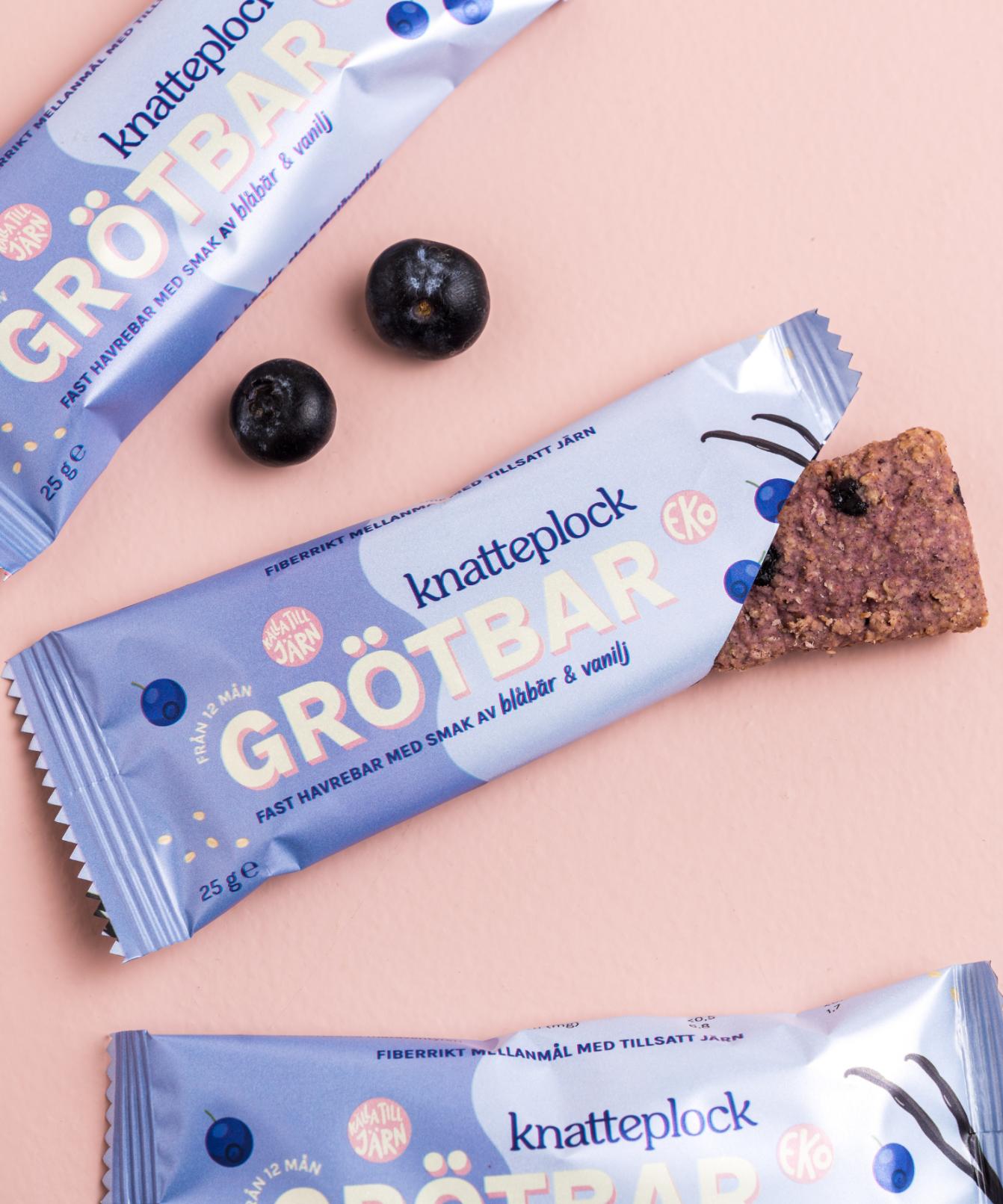 Knatteplock 16-pack grötbars - Blåbär & vanilj