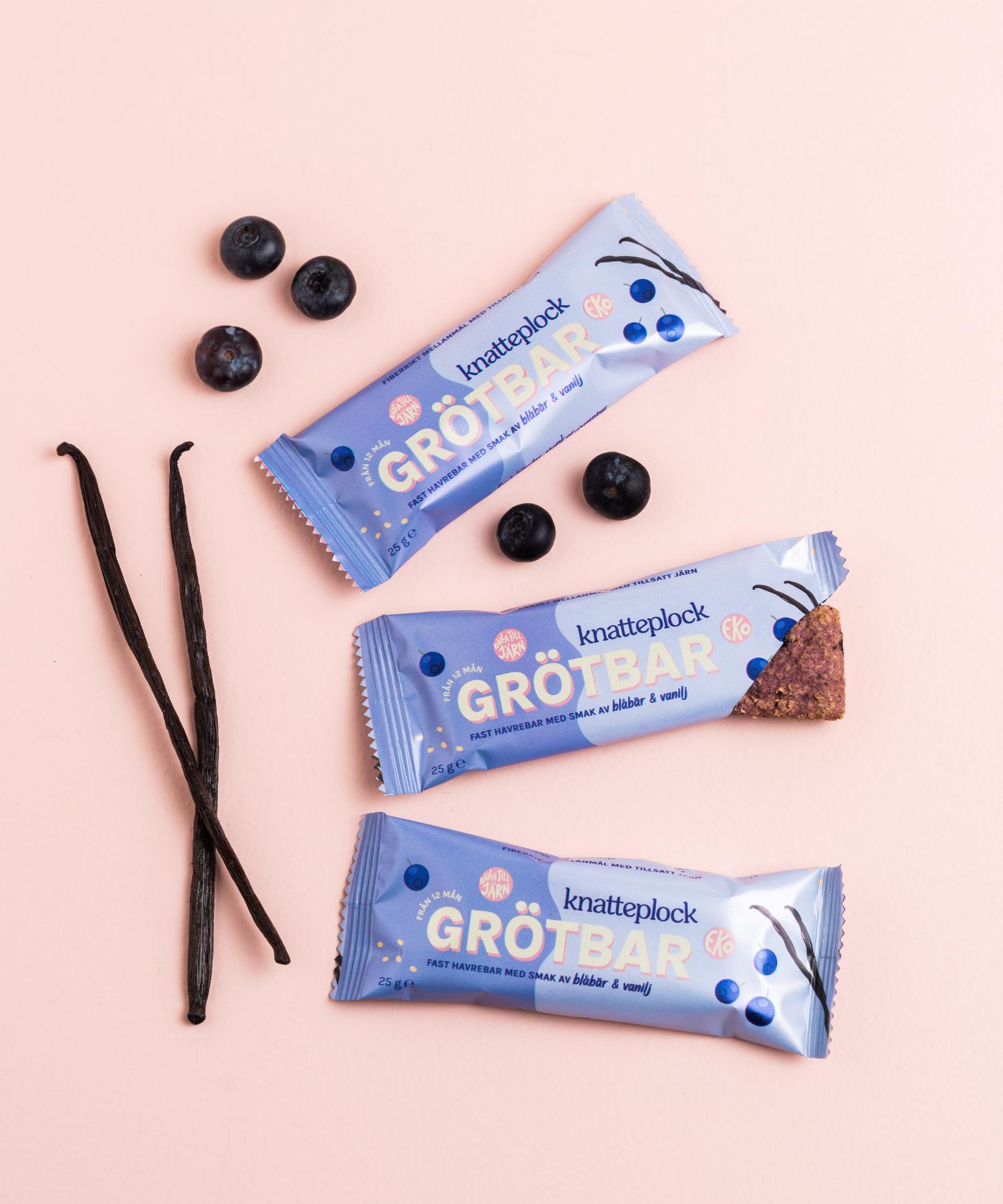 Knatteplock 16-pack grötbars - Blåbär & vanilj