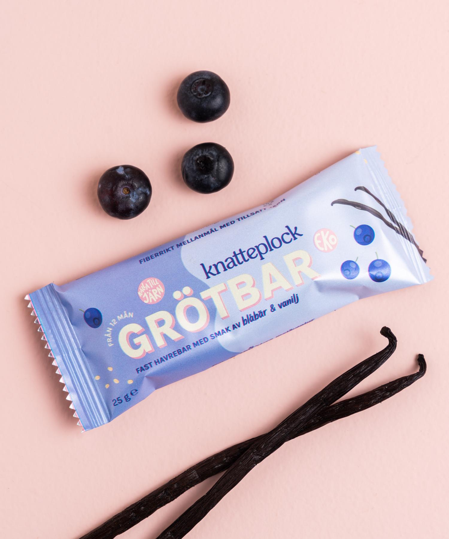 Knatteplock 16-pack grötbars - Blåbär & vanilj