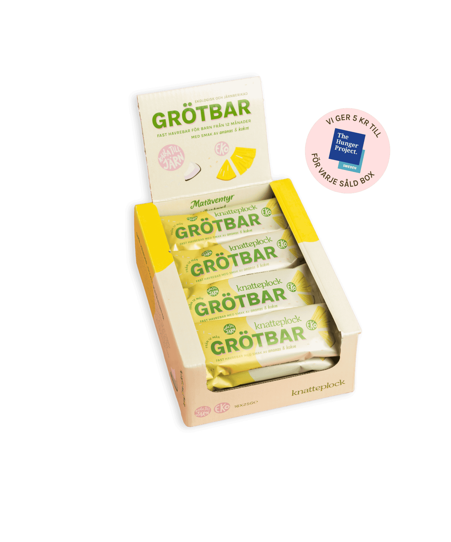16-pack grötbars - Ananas & kokos Knatteplock