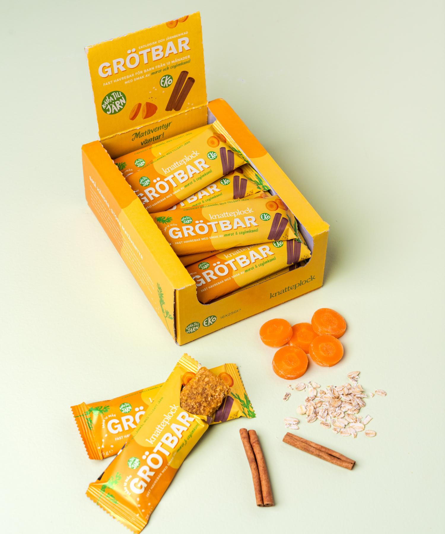 16-pack morot grotbars knatteplock mellanmalsbar