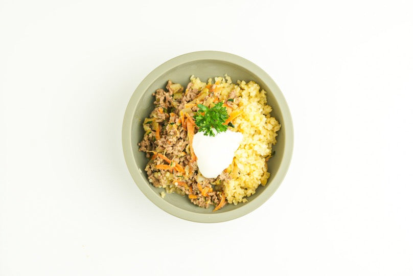 Köttfärspanna med grönsaker och bulgur