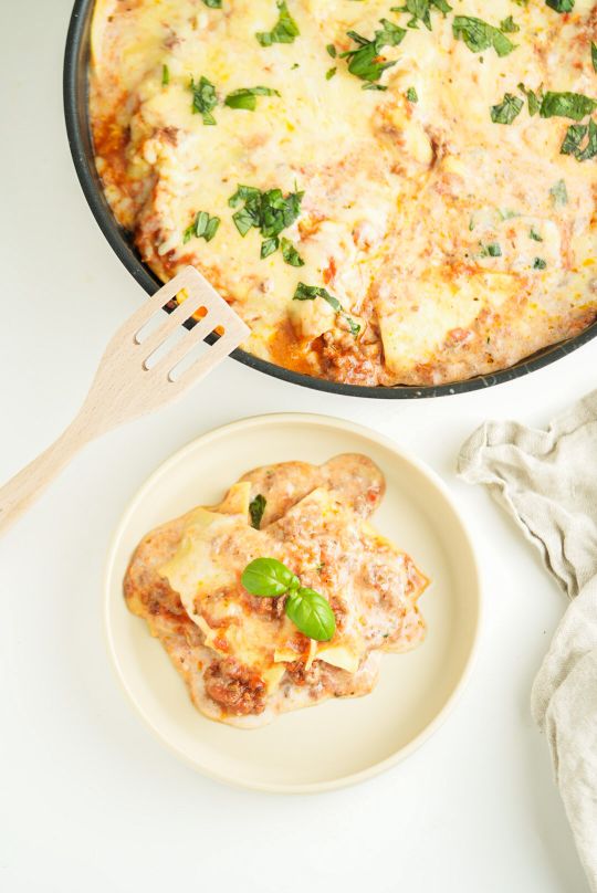 Öppen lasagne i stekpanna