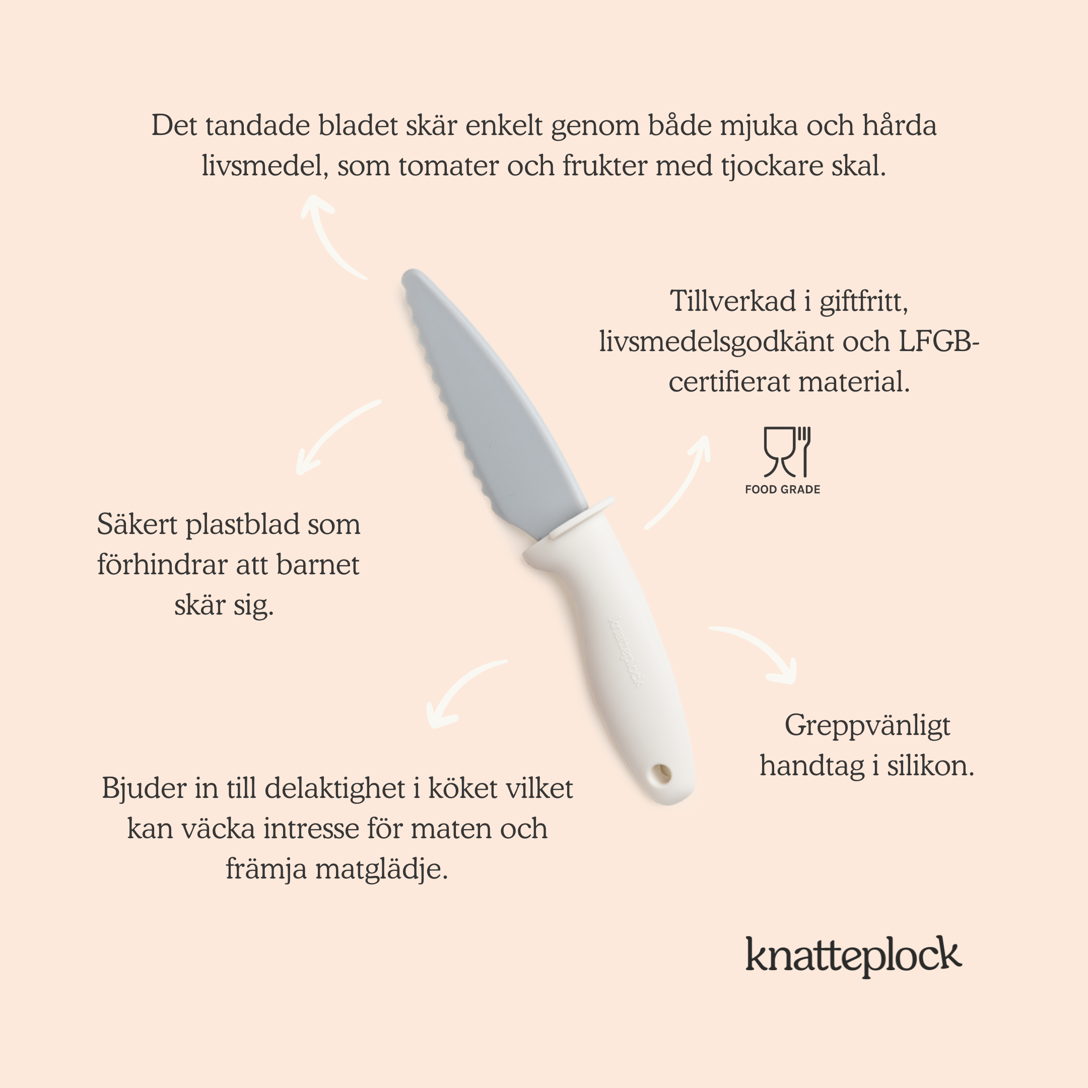 Cooking knife for children 2-pack - Soft terracotta/light sand