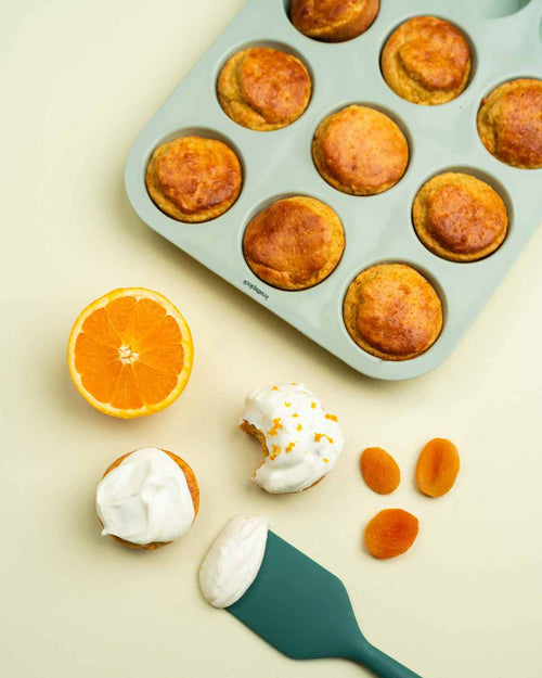 Fluffiga apelsinmuffins med aprikos