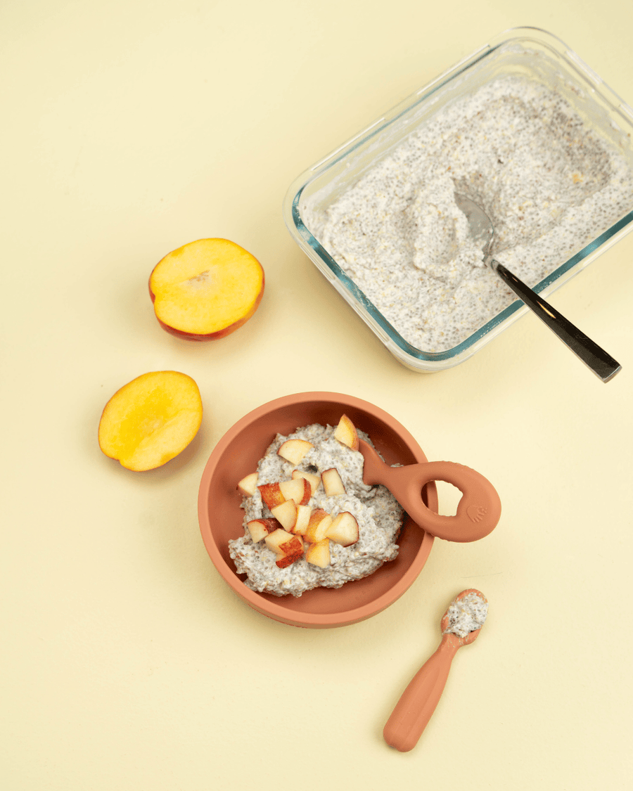 Persikochiapudding
