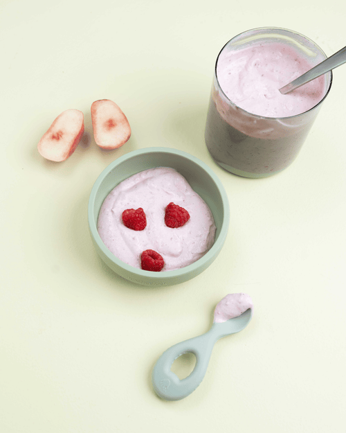 Yoghurt med hallon, persika & vanilj