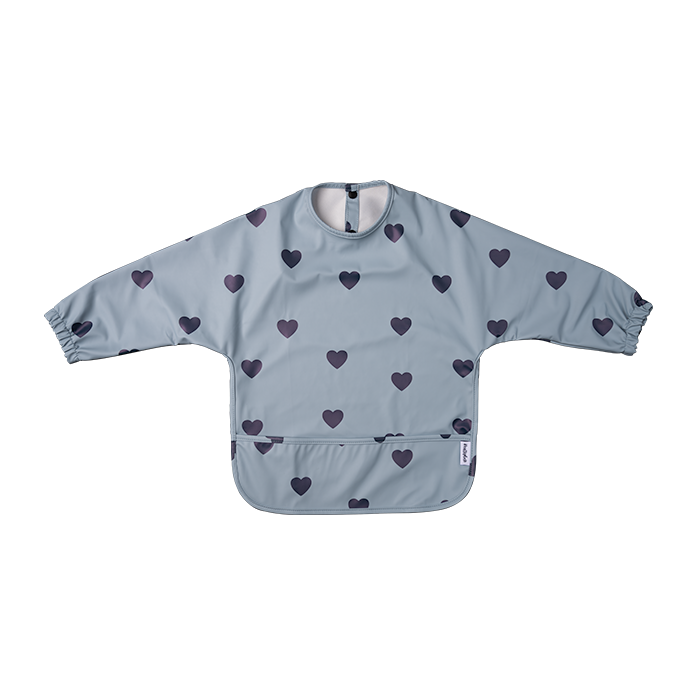 Bib with sleeves - Blue hearts