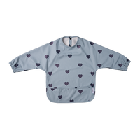 Bib with sleeves - Blue hearts
