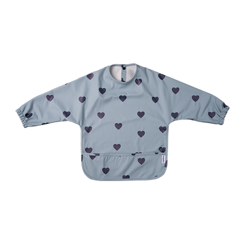 Bib with sleeves - Blue hearts