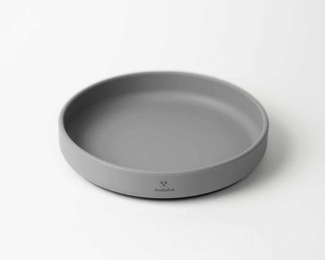 Barntallrik med sugpropp - dusty grey